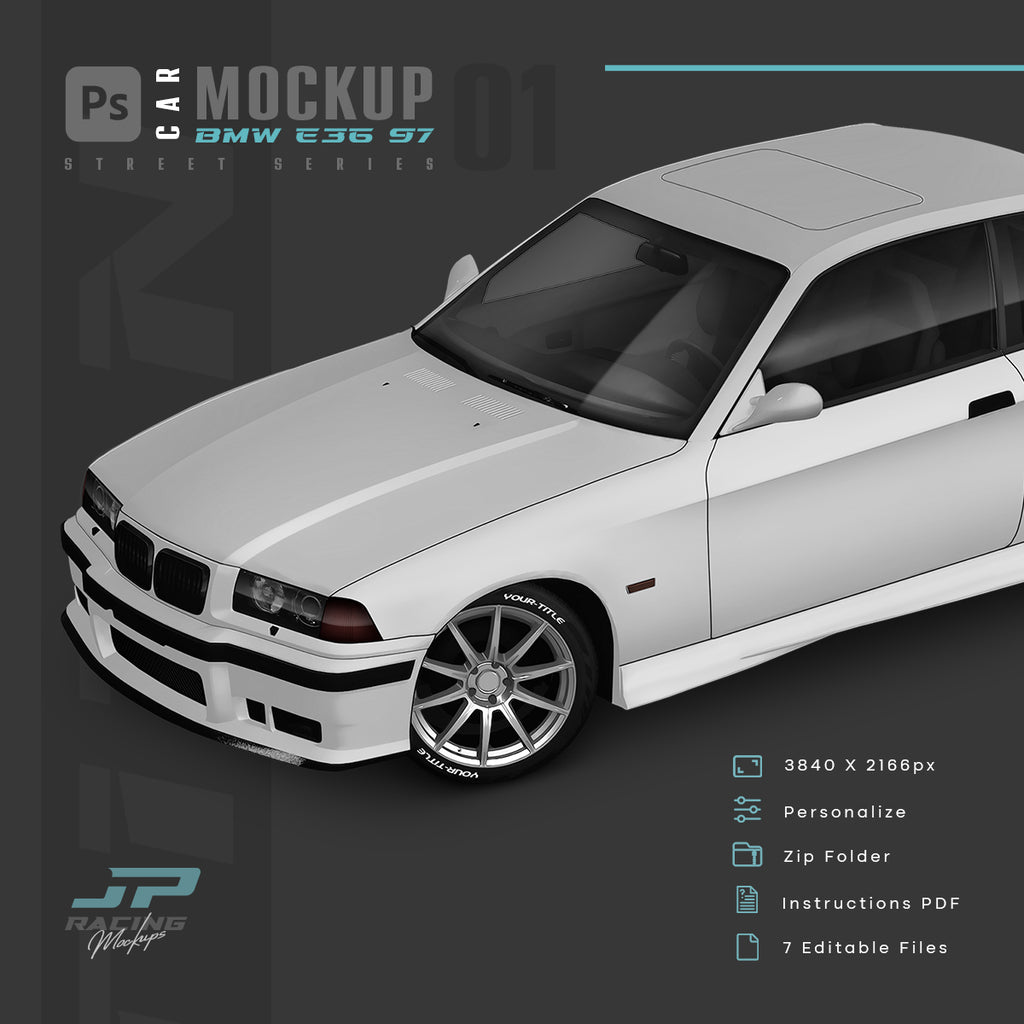 BMW E36 M3 1997 Wrap Mockup