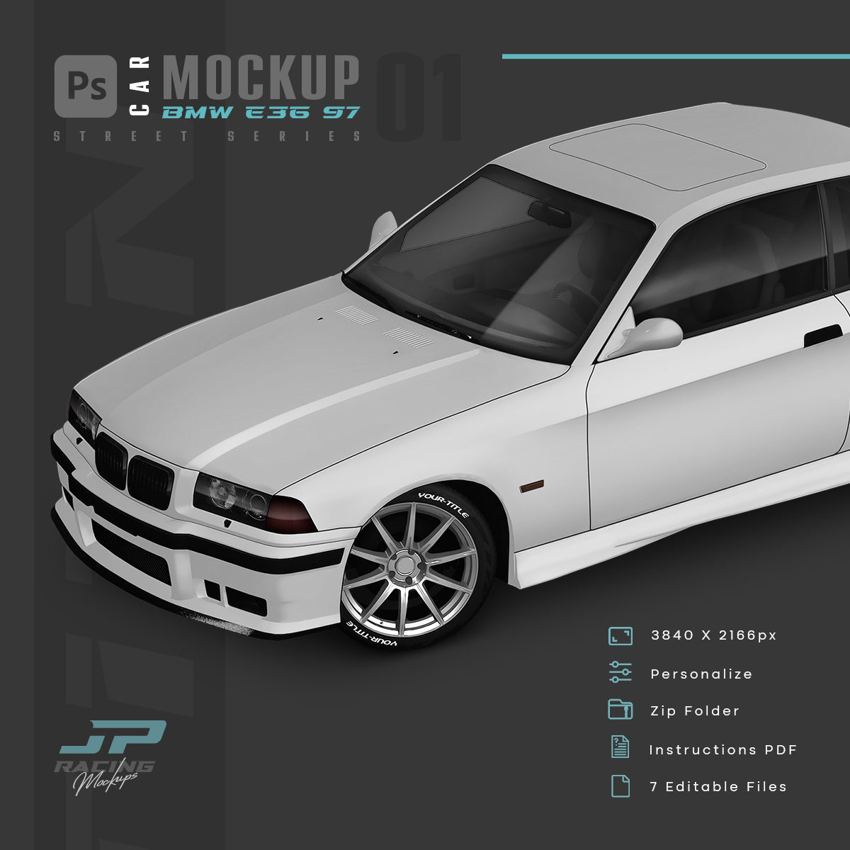BMW E36 M3 1997 Wrap Mockup