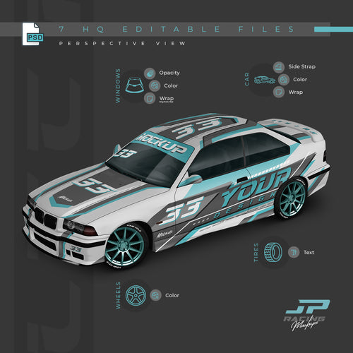 BMW E36 M3 1997 Wrap Mockup