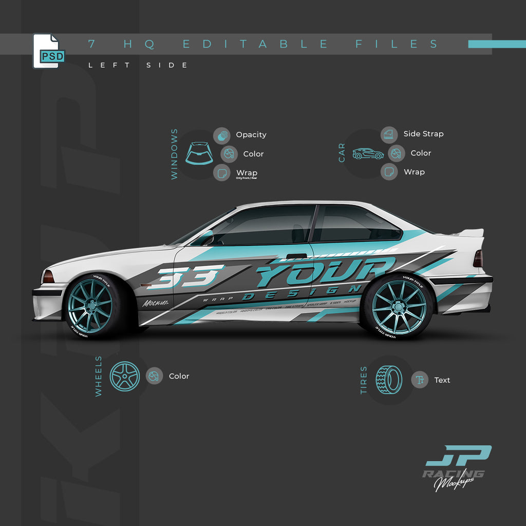 BMW E36 M3 1997 Wrap Mockup