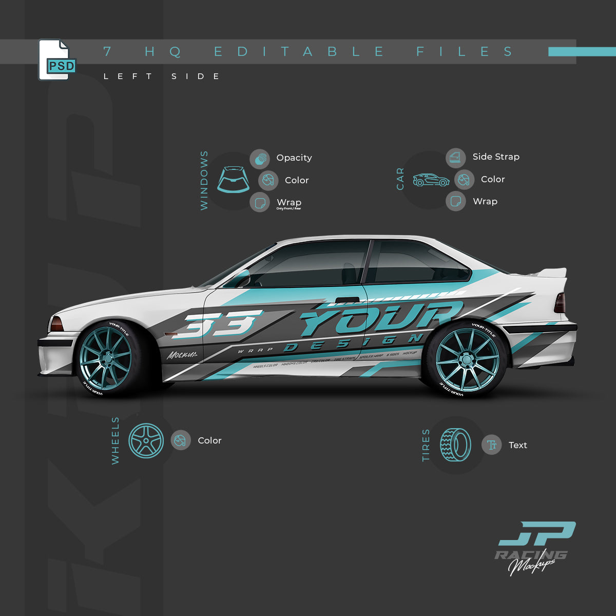 BMW E36 M3 1997 Wrap Mockup