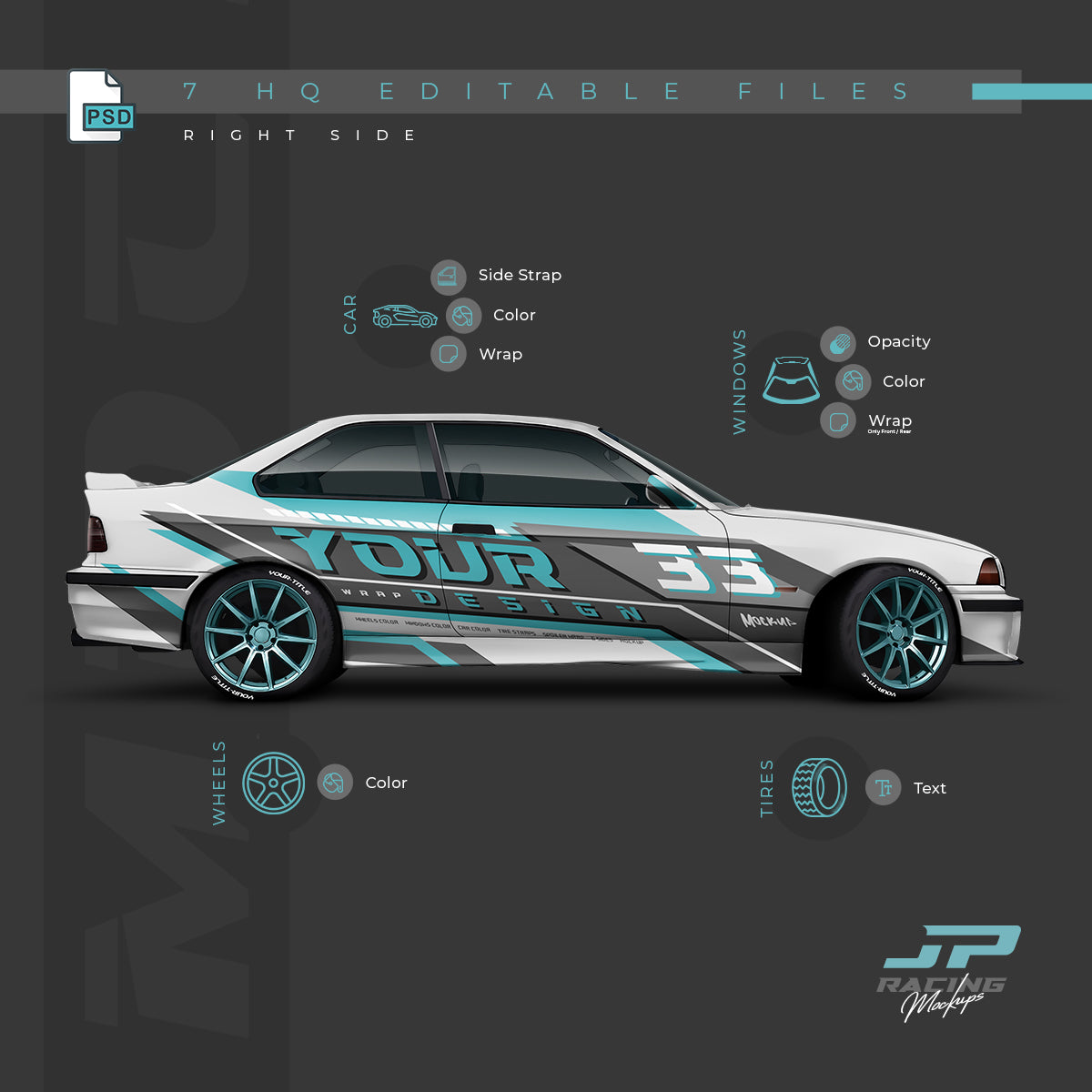 BMW E36 M3 1997 Wrap Mockup