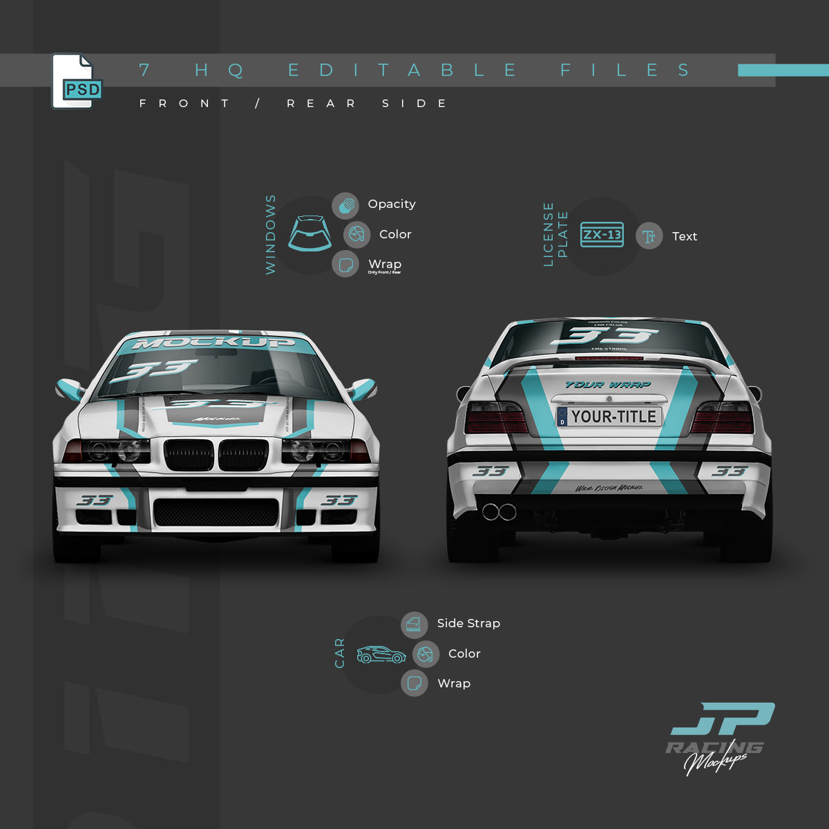BMW E36 M3 1997 Wrap Mockup