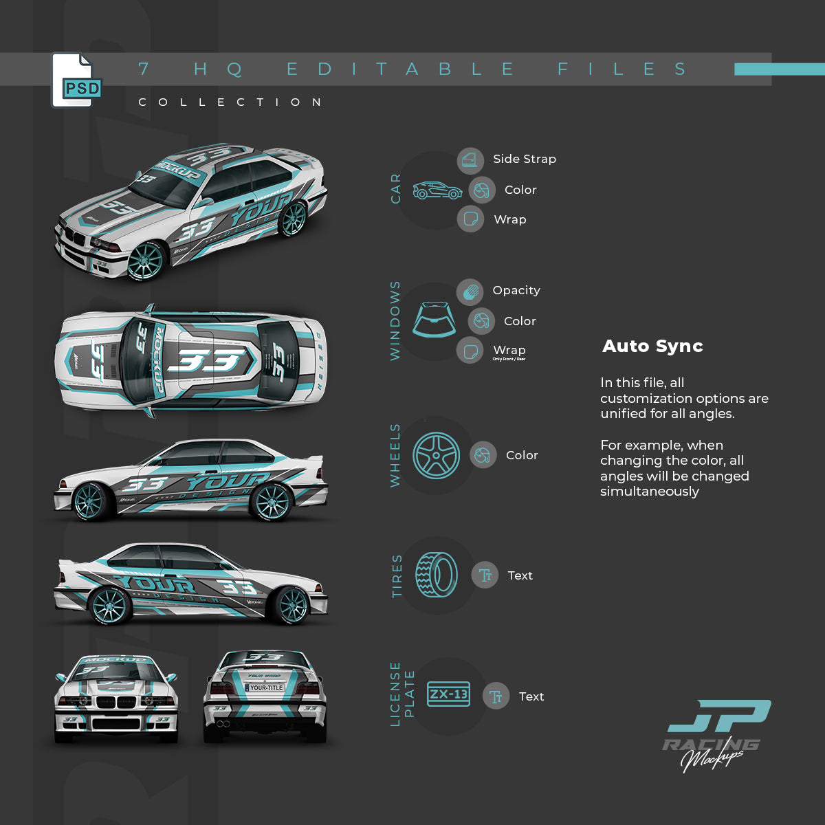 BMW E36 M3 1997 Wrap Mockup