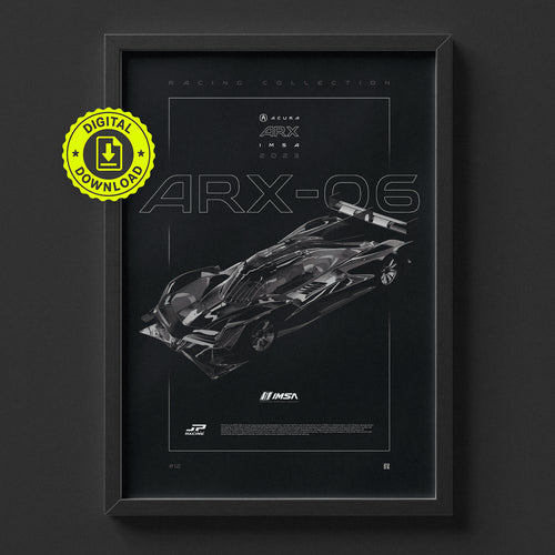 Acura ARX 06 2023 poster framed on a wall, digital download
