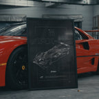 Acura ARX 06 2023 framed poster in an industrial warehouse space