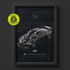 Alpine A110 GT4 2018 poster framed on a wall, digital download
