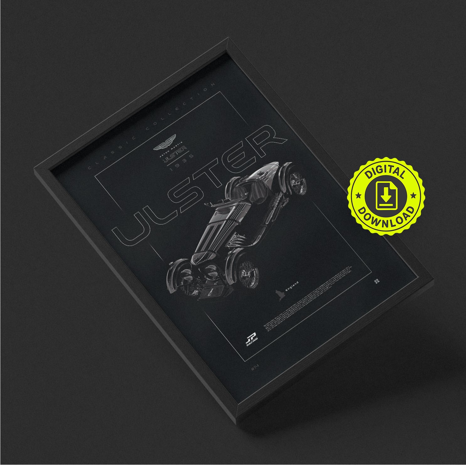 Aston Martin Ulster 1935 framed poster wall art, digital download
