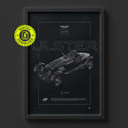 Aston Martin Ulster 1935 poster framed on a wall, digital download