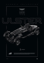 Aston Martin Ulster 1935 digital poster, minimalist black racing wall art by Jaypads Racing