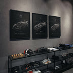 Aston Martin Vantage GT3 2018 framed poster in a garage interior