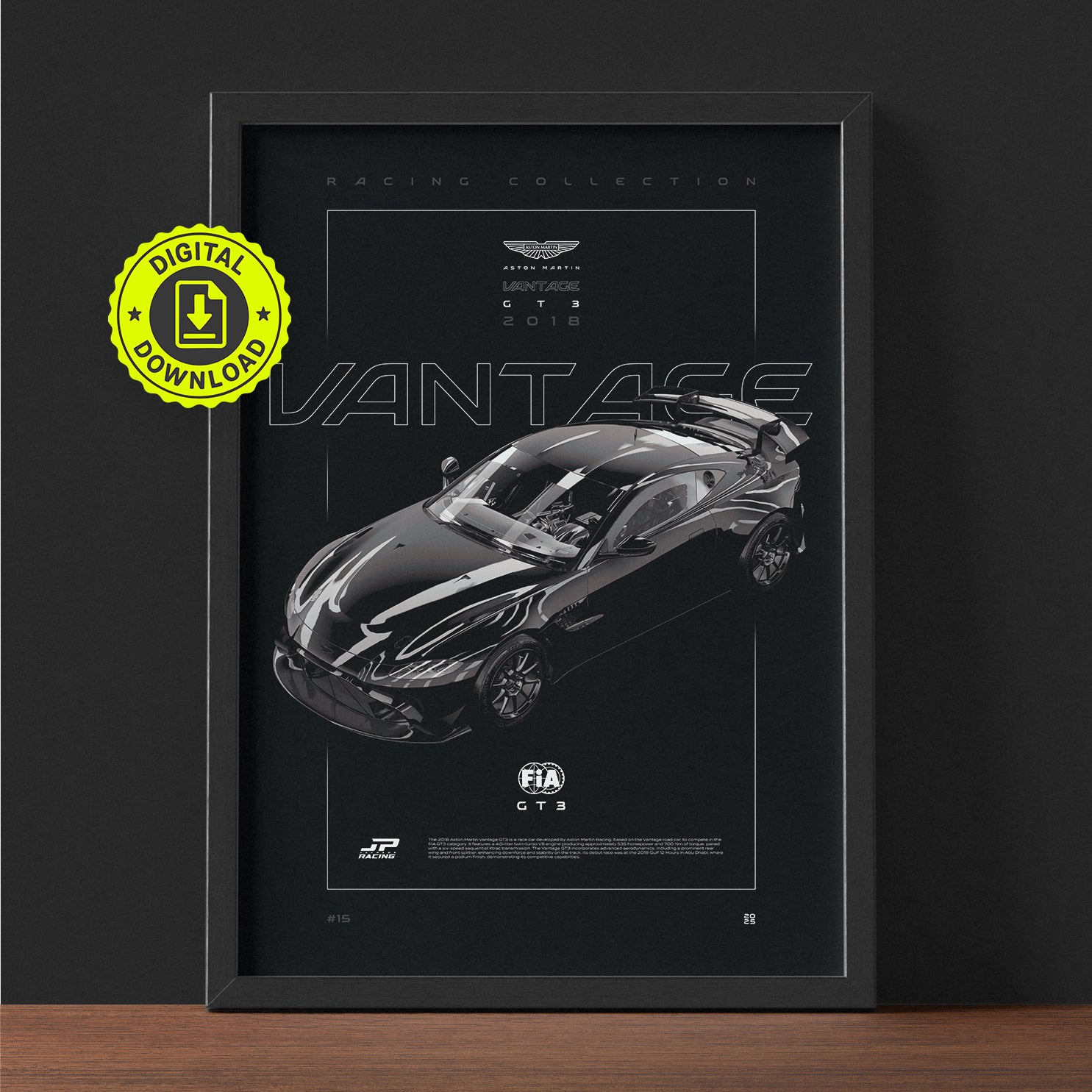 Aston Martin Vantage GT3 2018 framed poster print wall display