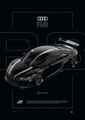 Audi R8 2021 digital poster, minimalist black racing wall art by Jaypads Racing