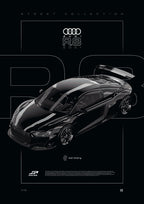 Audi R8 2021 digital poster, minimalist black racing wall art by Jaypads Racing