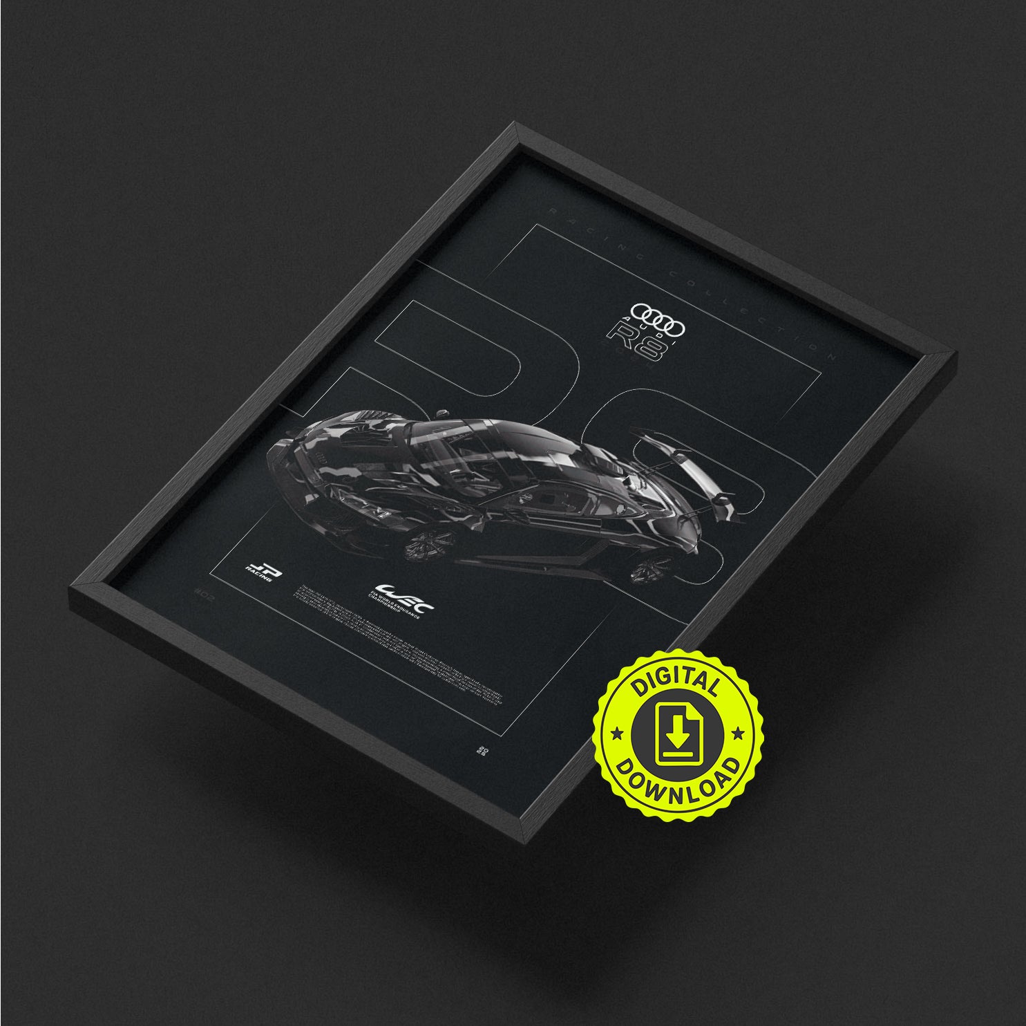 Audi R8 LMS GT2 2024 framed poster print, digital download
