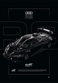Audi R8 LMS GT2 2024 digital poster, minimalist black racing wall art by Jaypads Racing