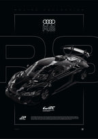 Audi R8 LMS GT2 2024 digital poster, minimalist black racing wall art by Jaypads Racing