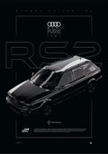 Audi RS2 Avant 1994 digital poster, minimalist black racing wall art by Jaypads Racing