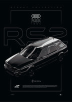 Audi RS2 Avant 1994 digital poster, minimalist black racing wall art by Jaypads Racing