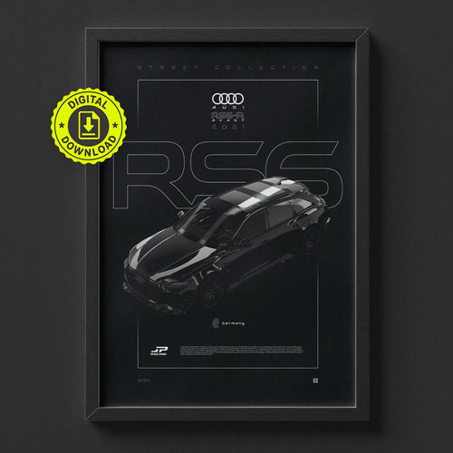 Audi RS6-R Avant 2021 poster framed on a wall, digital download