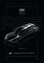 Audi RS6-R Avant 2021 digital poster, minimalist black racing wall art by Jaypads Racing