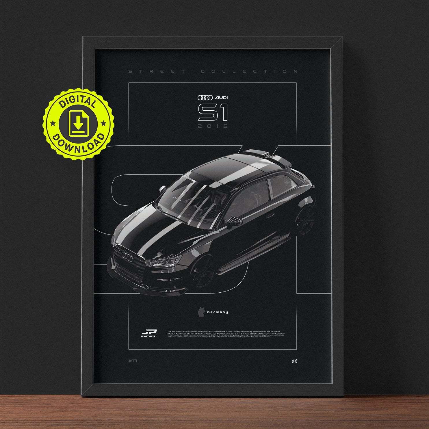 Audi S1 2015 framed poster print wall display