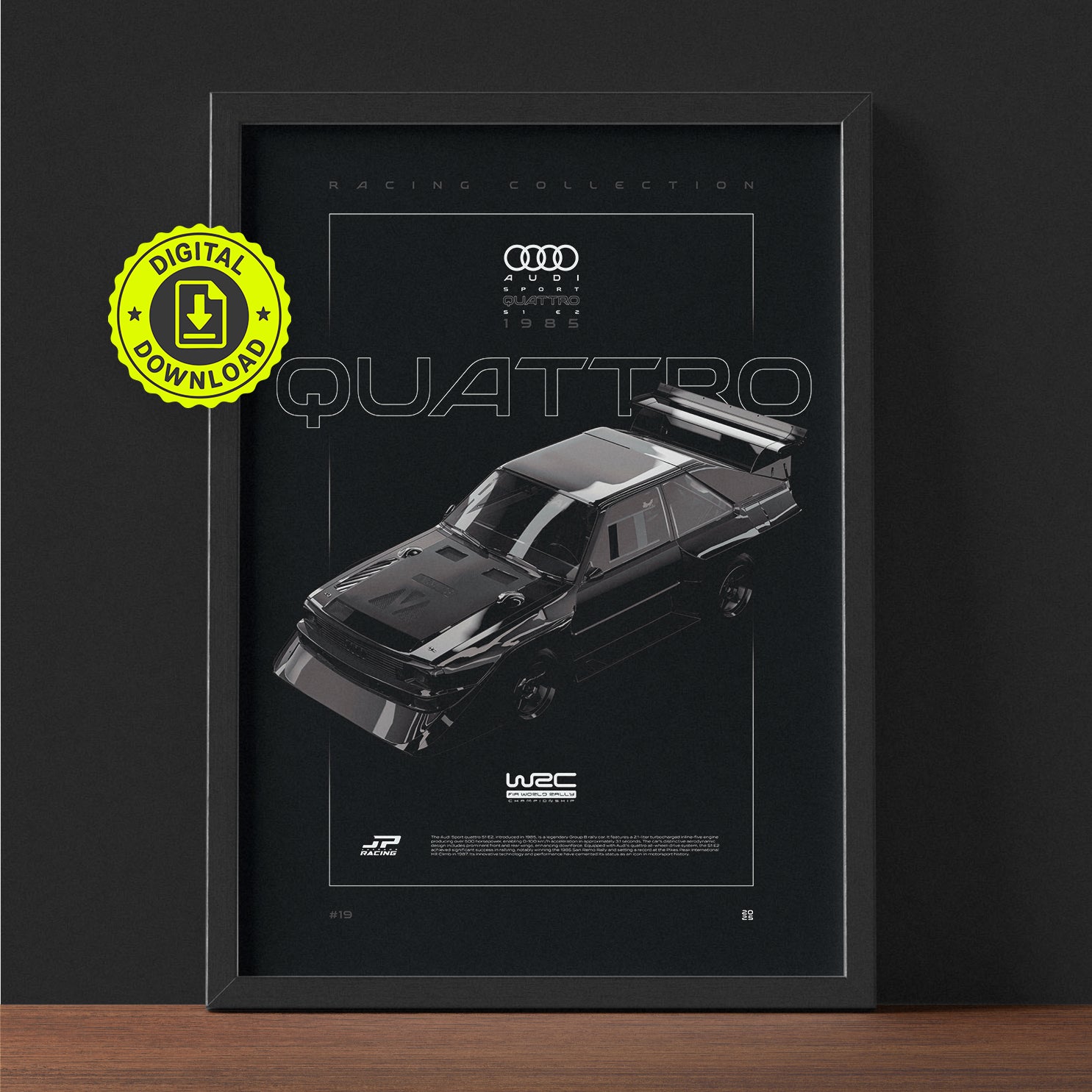 Audi Sport quattro S1 E2 1985 framed poster print wall display
