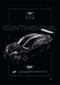 Bentley Continental GT3 2018 digital poster, minimalist black racing wall art by Jaypads Racing
