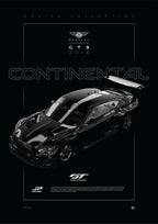Bentley Continental GT3 2018 digital poster, minimalist black racing wall art by Jaypads Racing