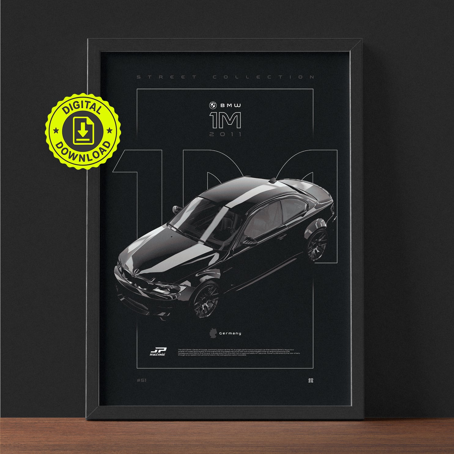 BMW 1M 2011 framed poster print wall display