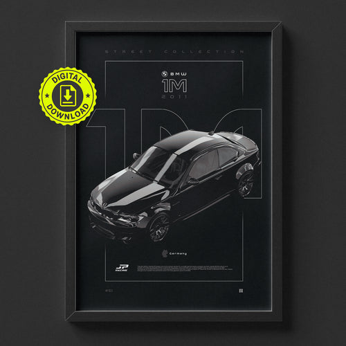 BMW 1M 2011 poster framed on a wall, digital download