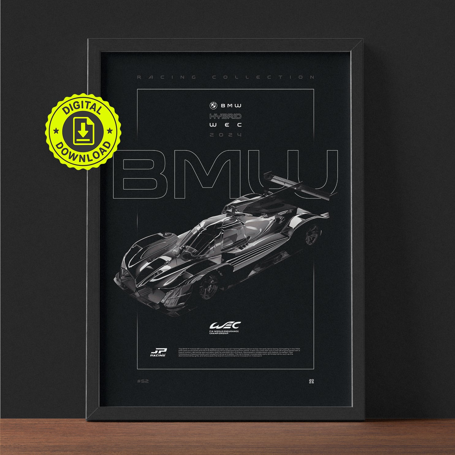 BMW M Hybrid V8 WEC 2024 framed poster print wall display