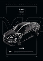 BMW M2 FD 2020 digital poster, minimalist black racing wall art by Jaypads Racing