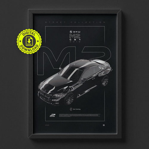 BMW M2 G87 2019 poster framed on a wall, digital download