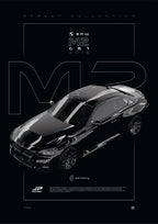 BMW M2 G87 2019 digital poster, minimalist black racing wall art by Jaypads Racing