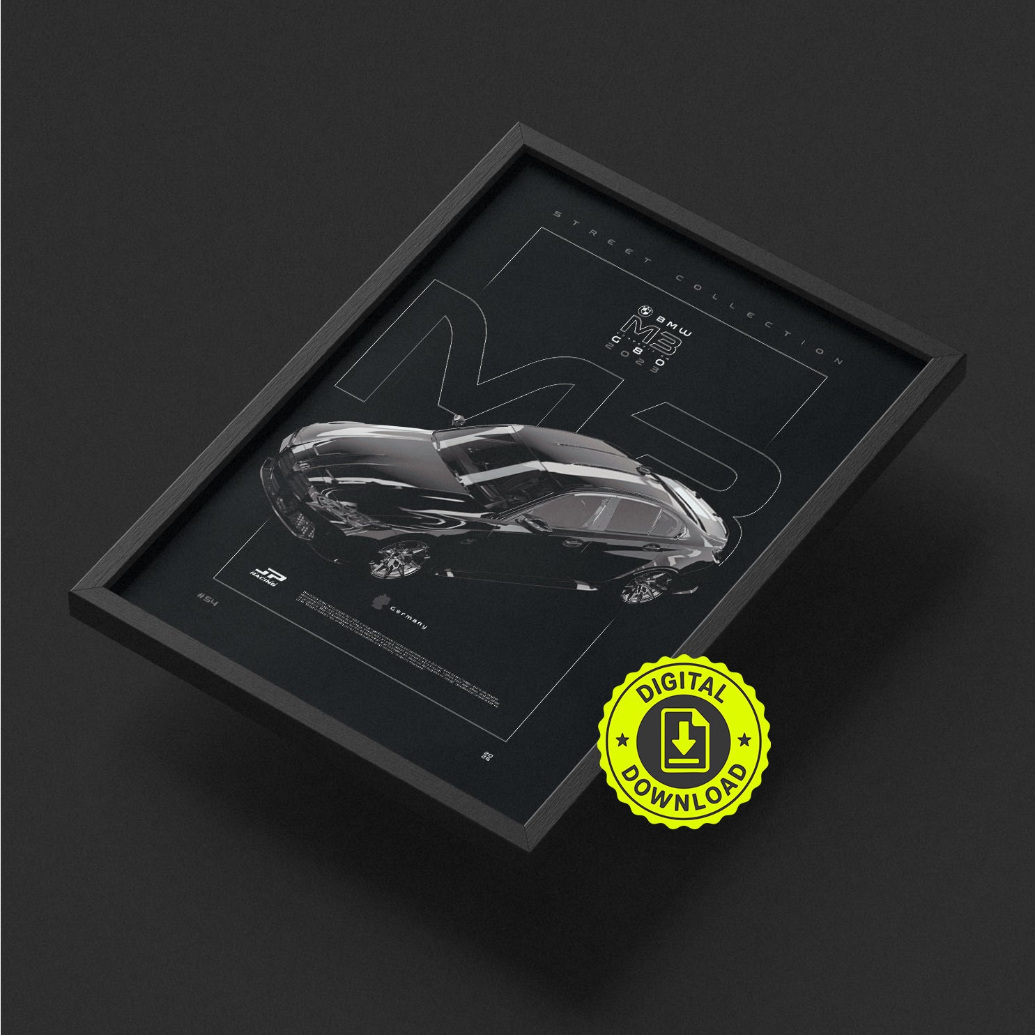 BMW M3 Competition G80 2023 framed poster print, digital download