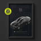 BMW M3 Competition G80 2023 poster framed on a wall, digital download