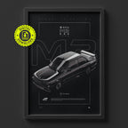 BMW M3 E30 1986 poster framed on a wall, digital download