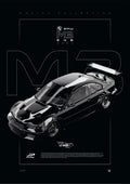 BMW M3 E46 GTR 2004 digital poster, minimalist black racing wall art by Jaypads Racing