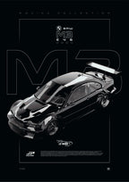 BMW M3 E46 GTR 2004 digital poster, minimalist black racing wall art by Jaypads Racing