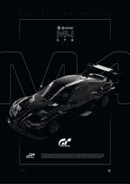 BMW M4 GT3 2022 digital poster, minimalist black racing wall art by Jaypads Racing