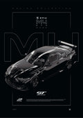 BMW M4 GT4 G82 2023 digital poster, minimalist black racing wall art by Jaypads Racing