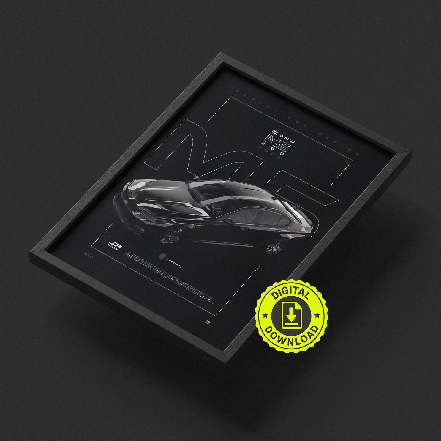 BMW M5 CS F90 2022 framed poster print, digital download