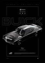 Buick GSX 1970 digital poster, minimalist black racing wall art by Jaypads Racing