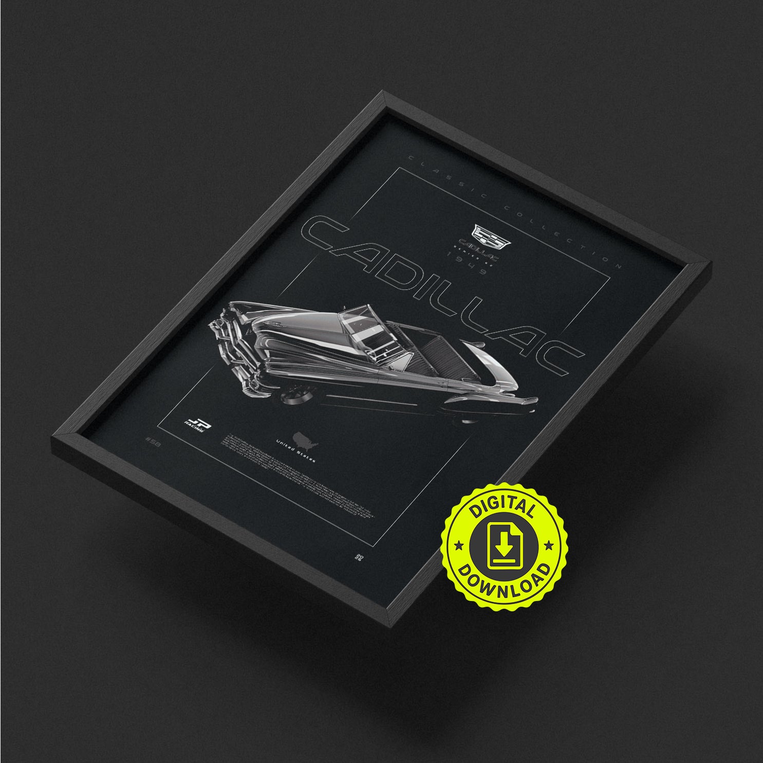 Cadillac Series 62 1949 framed poster print, digital download