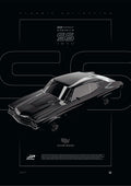 Chevrolet Chevelle SS 1970 digital poster, minimalist black racing wall art by Jaypads Racing