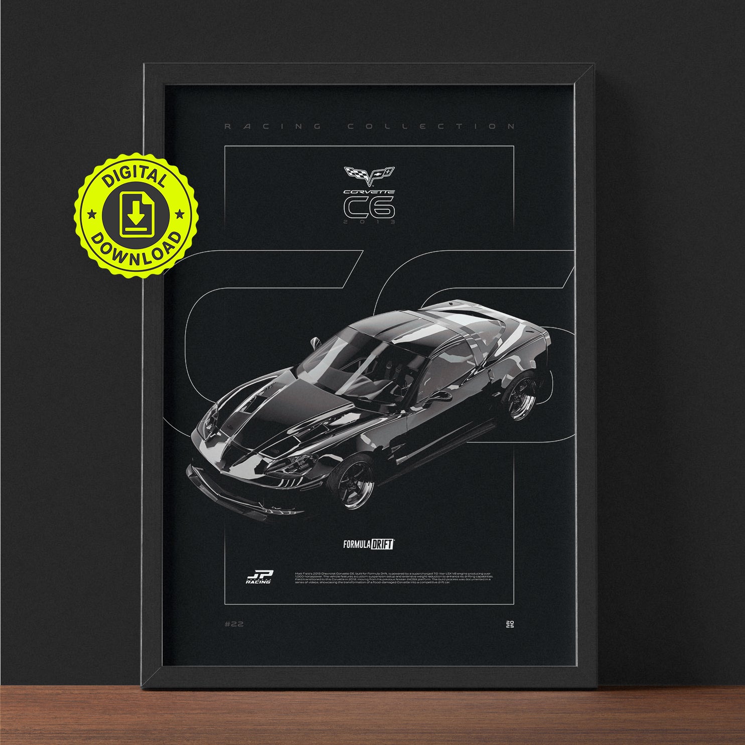 Chevrolet Corvette C6 FD 2013 framed poster print wall display