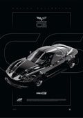 Chevrolet Corvette C6 FD 2013 digital poster, minimalist black racing wall art by Jaypads Racing
