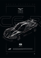 Chevrolet Corvette C6R GT1 2006 digital poster, minimalist black racing wall art by Jaypads Racing
