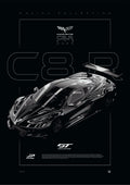 Chevrolet Corvette C8.R GT3 2023 digital poster, minimalist black racing wall art by Jaypads Racing